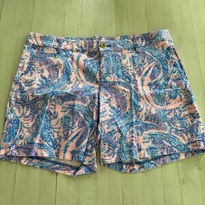 Lilly Pulitzer Jayne Stretch Shorts in Maybe Gator Pink and Blue Size 16 EUC